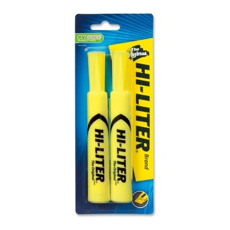 Avery Avery Hi-Liter Desk Style Highlighter, Chisel Tip, Fluorescent Yellow Ink, 2/Pack 24081